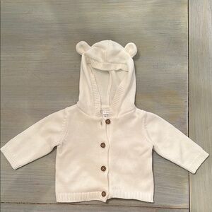 Carter's Cream Hooded Baby Cardigan with Ears
